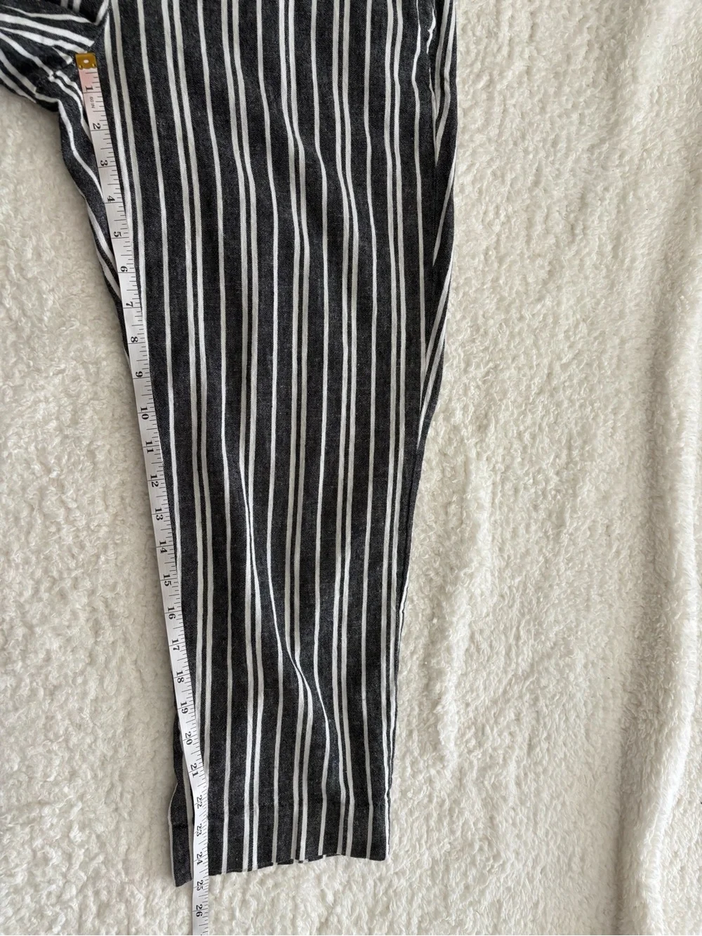 Banana Republic Avery Striped Linen Blend Pants Black White Ankle Length Size 10